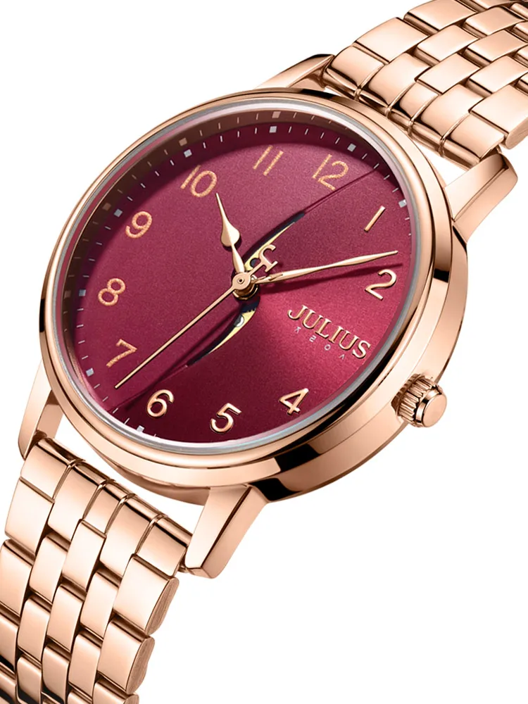 Julius-Reloj de acero inoxidable para hombre y mujer, cronógrafo moderno para pareja de enamorados, caja de regalo para cumpleaños, para niño y niña, nuevo