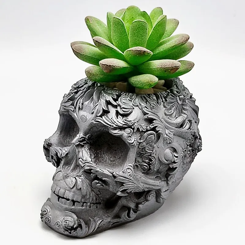 

Vase silicone mold exquisite pattern skull diy concrete resin plaster plant small flower pot mold home decoration tool