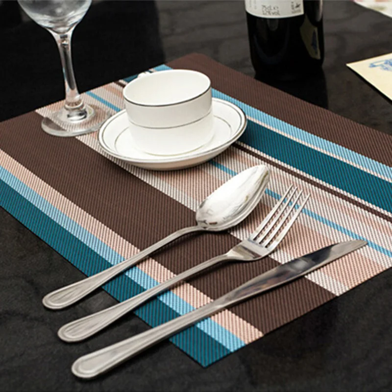 PVC Non-slip Pad Kitchen Accessories Stripe Pat Dining Table Mats Oil-proof Table Placemat Heat Insulation Waterproof 30*45cm - Image 3