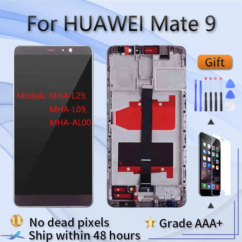 For HUAWEI Mate 9 MHA L29 L09 AL00 LCD screen assembly with front case touch glass, black gold white Mocha Brown