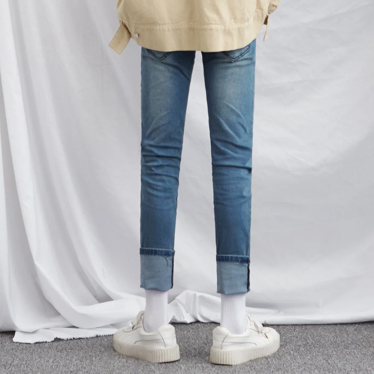 Korean Spring Autumn Men Jeans Trousers Slim Fit Teen Nostalgia Blue Denim Pants Casual Tapered Stretch Male Vintage Jeans Men