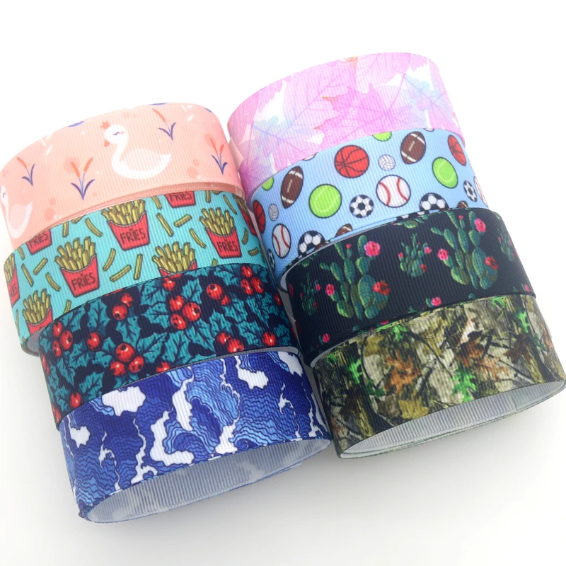 DHK 50yards Camo Ball Leaf Japan Duck Fries Cactus Printed Grosgrain Ribbon Accessory Hairbow Headwear Decoration DIY S1534