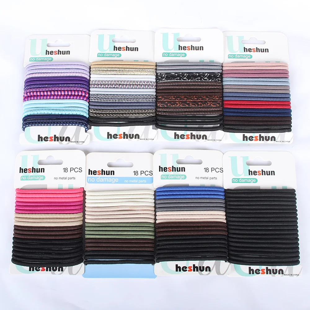 18PCS/Set Simple Basic High Elastic Hair Bands Women Colorful Black Nylon Hair Ties Ponytail Holder Rubber Band Hair Accessories