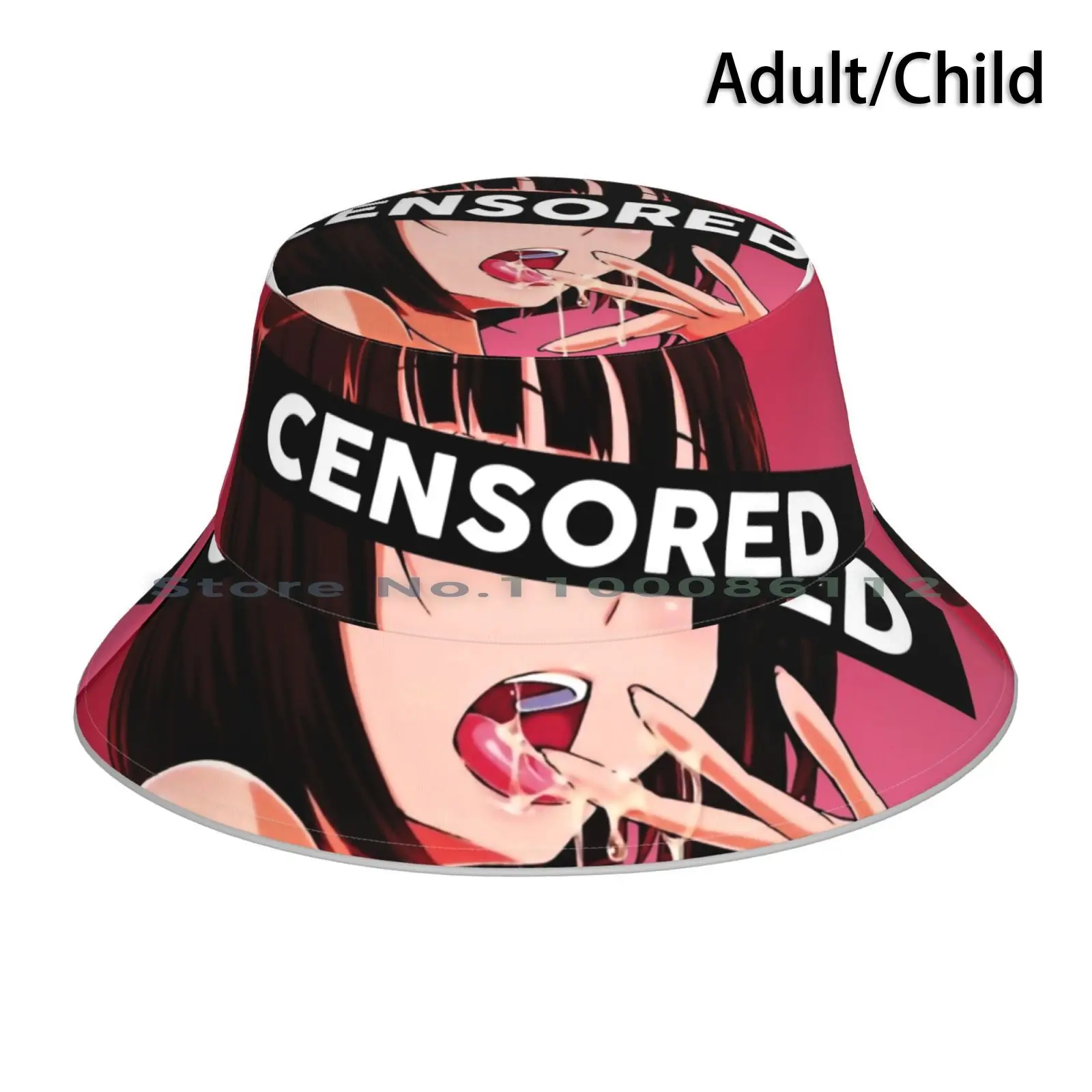 Censored Bucket Hat Sun Cap Anime Manga Hentai Ecchi Pervert Censored Foldable Outdoor Fisherman Hat