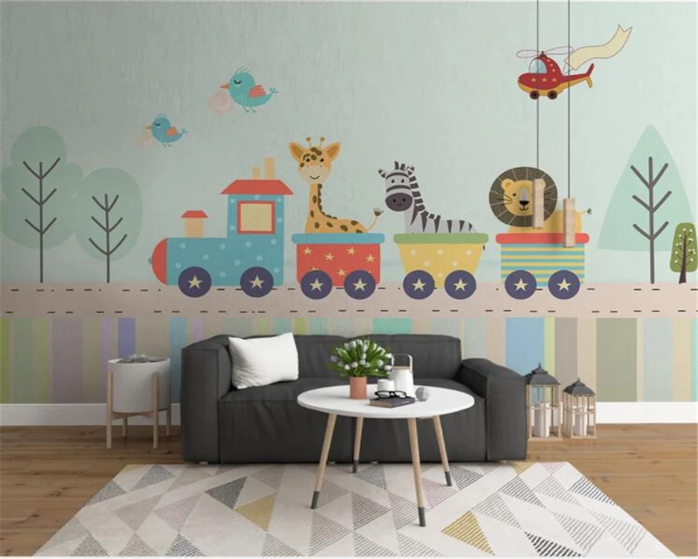 Custom wallpaper photo Nordic cartoon giraffe animal children's room background wall murals kindergarten decoration 3d wallpaper