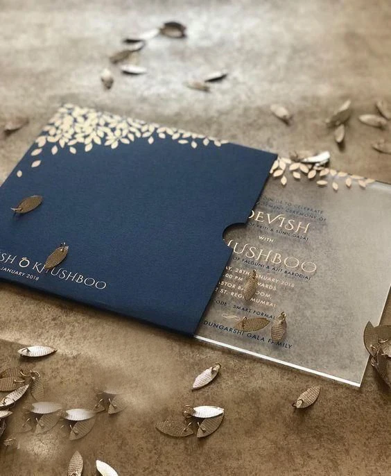 Personalizowane Zaproszenia Ślubne 10 szt. Koronkowe Kolorowe Drukowane Królewski Niebieski Akrylowe Kartki Zaproszenia Pamiątki Ślubne Hebrajskie Zaproszenia
