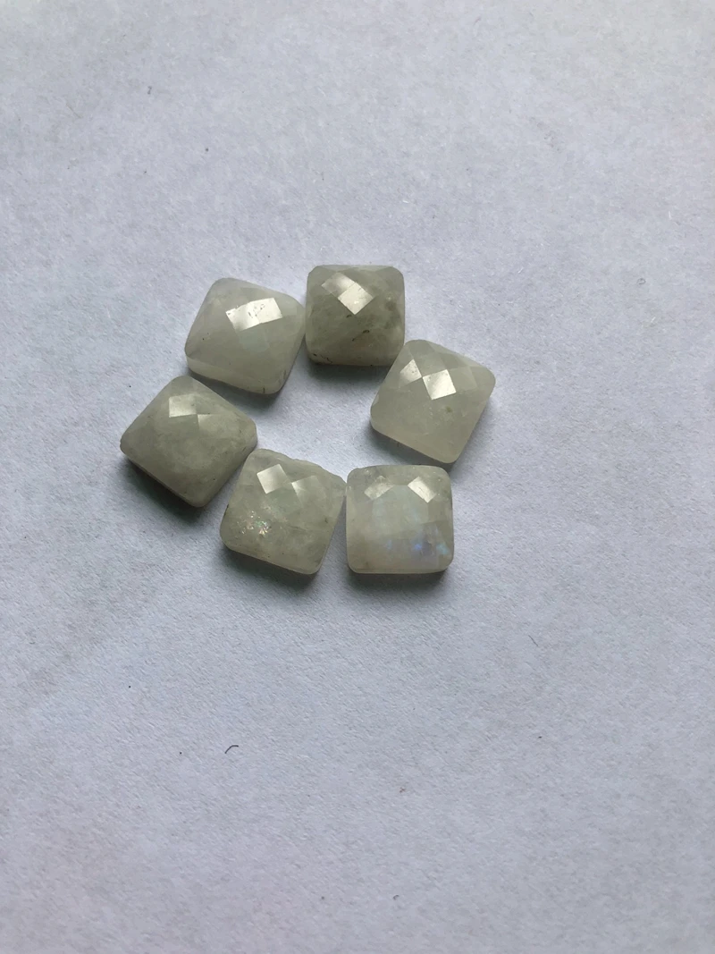 Wholesale 2pcs 100% Natural Moonstone 10mm Faceted Square Cushion Gem Bead Cabochon,Gem stone Jewelry Bead Cabochon Ring Face