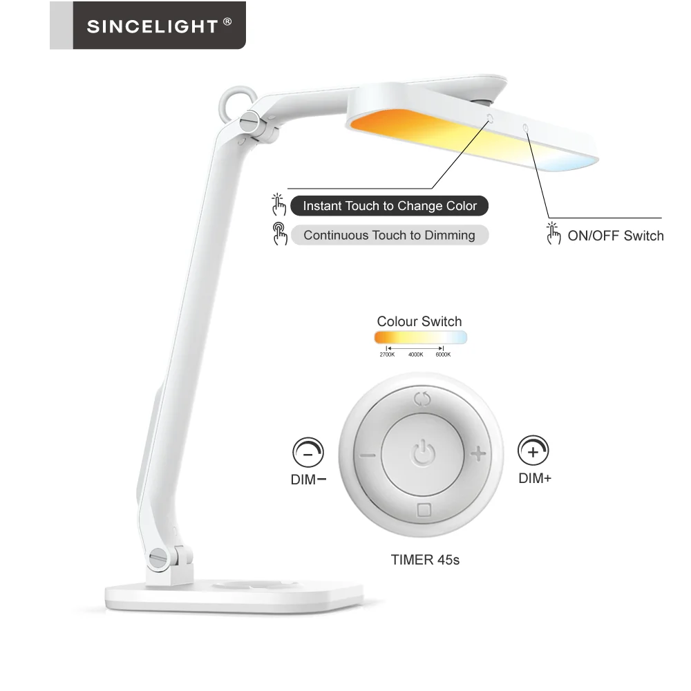 Imagem -02 - Controle Remoto Lâmpada de Leitura de Mesa Led 7w Usb Stepless Escurecimento Led Desk Lamp Níveis de Comutação de Temperatura de Cor