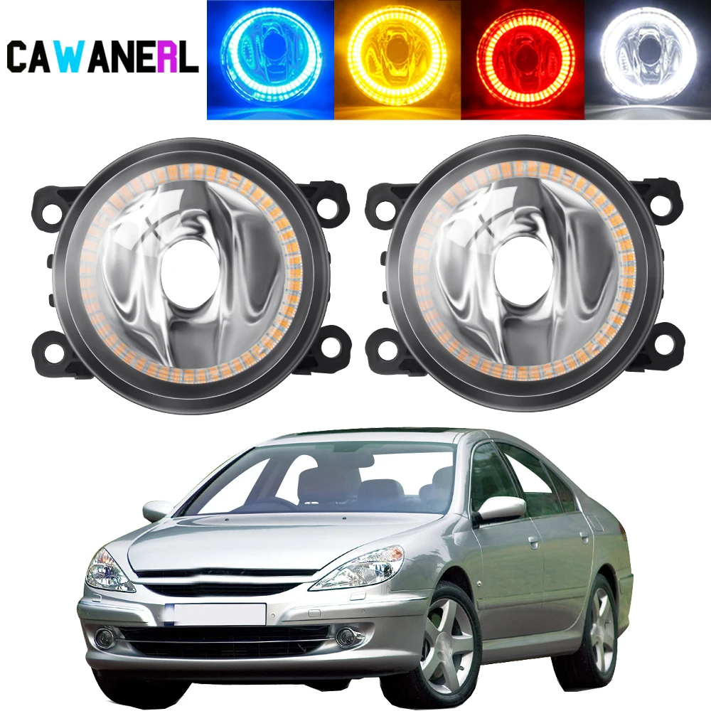 

2 X Angel Eye Fog Light Assembly Lampshade + Bulbs Car Halo Ring DRL Fog Daytime Lamp For Peugeot 607 (9D, 9U) Saloon 2000-2006