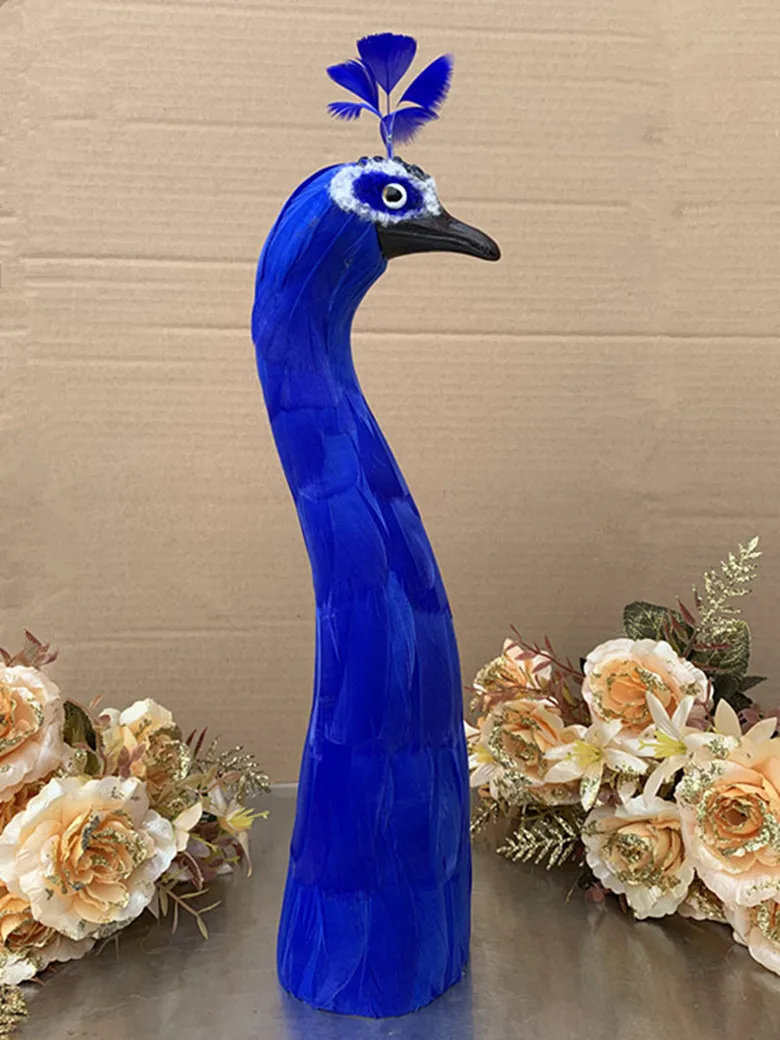 beautiful feathers peacock head model Dining Table Model Decoration handicraft,wedding party