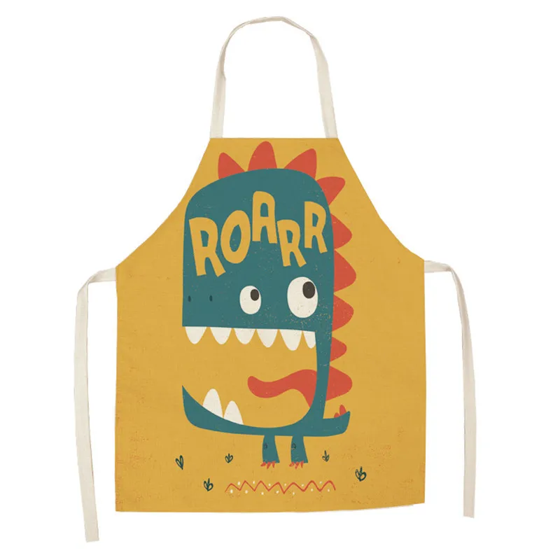 Cartoon Dinosaur Cute Apron Children\'s Kitchen Baking Parent-child Apron  Apron Creative Animal Print Overalls Aprons  Woman