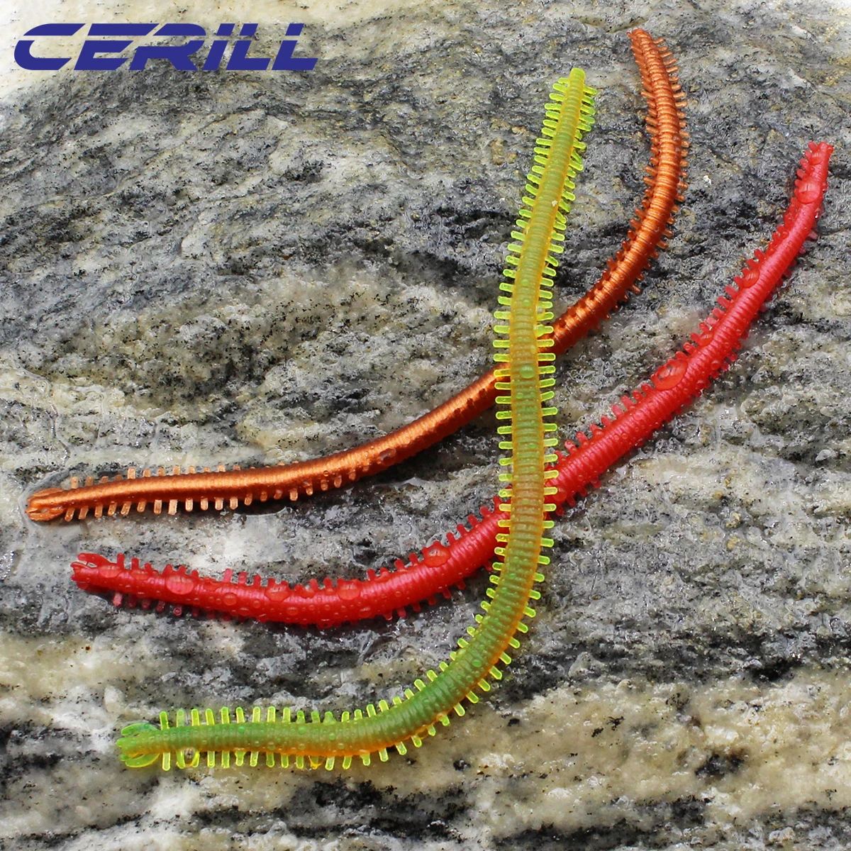 

Cerill 13 cm Lot 10 Soft Fishing Lure Worm Bait Artificial Centipedes Wobblers Lifelike Fishy Smell Earthworm Plastic Grub Lure