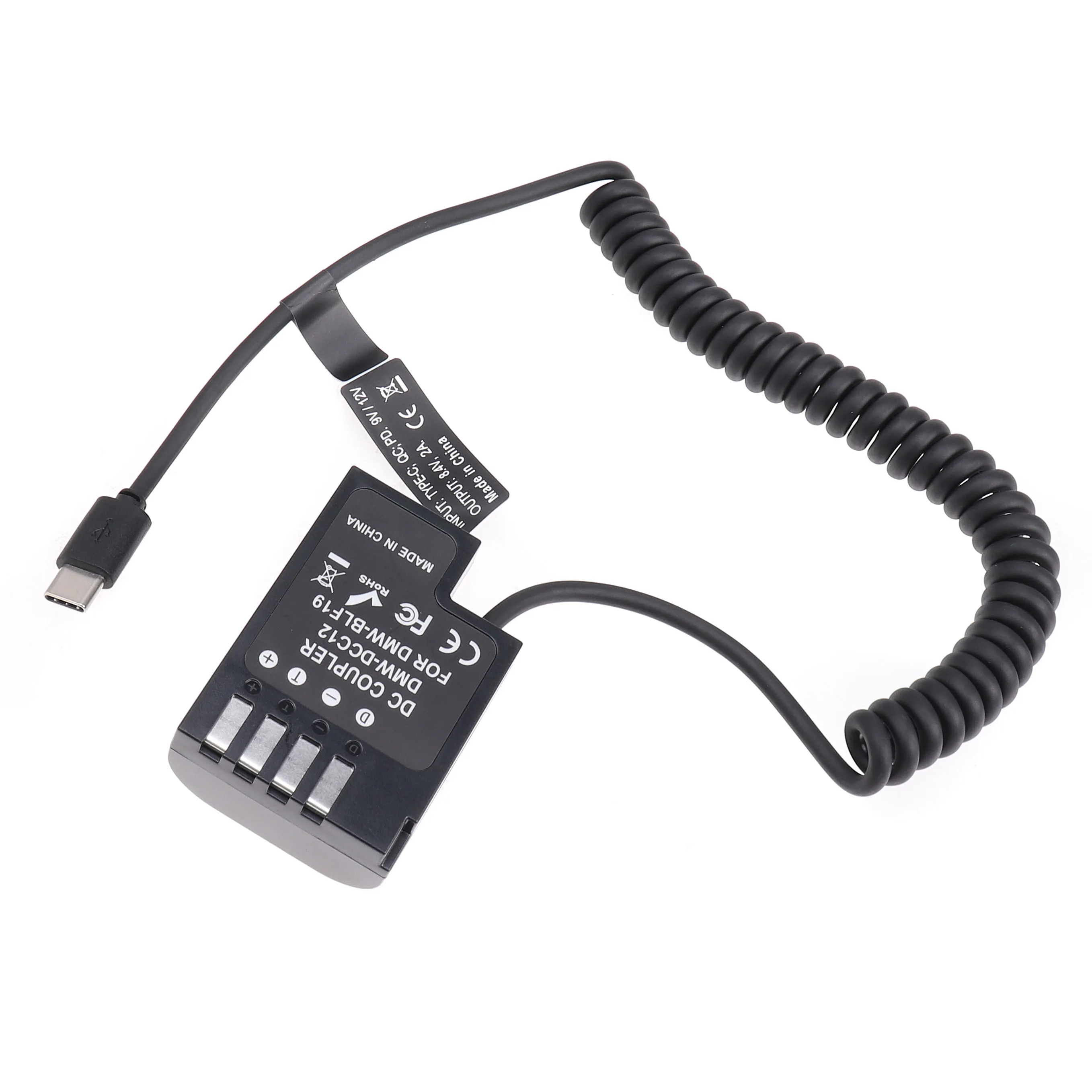 FOTGA فك DMW-BLF19/DCC12 الدمية مهايئ بطارية + نوع C كابل لباناسونيك GH3 GH4 GH5 GH5S