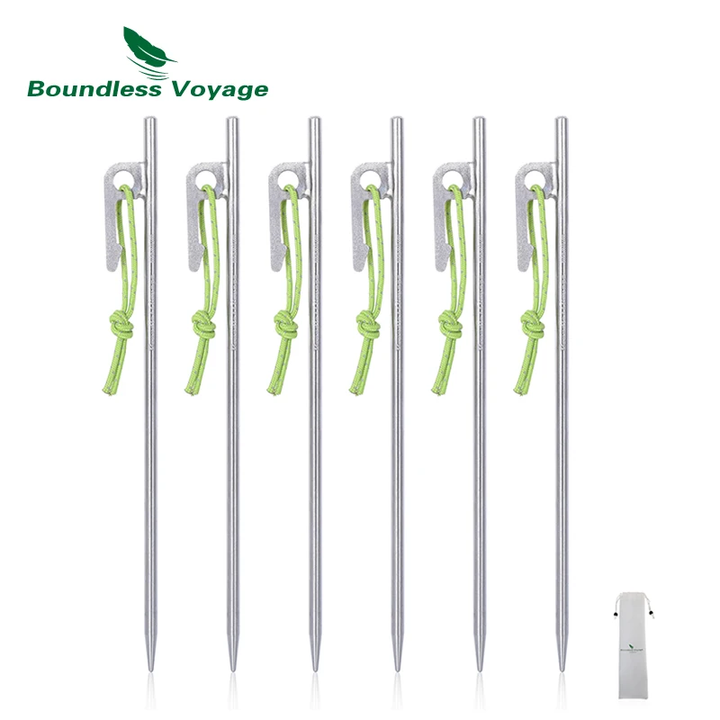 Boundless Voyage Tent Pegs Titanium Stakes Lightweight Tent Nails Heavy Duty Outdoor Camping Accessories for Hard Soil 20cm