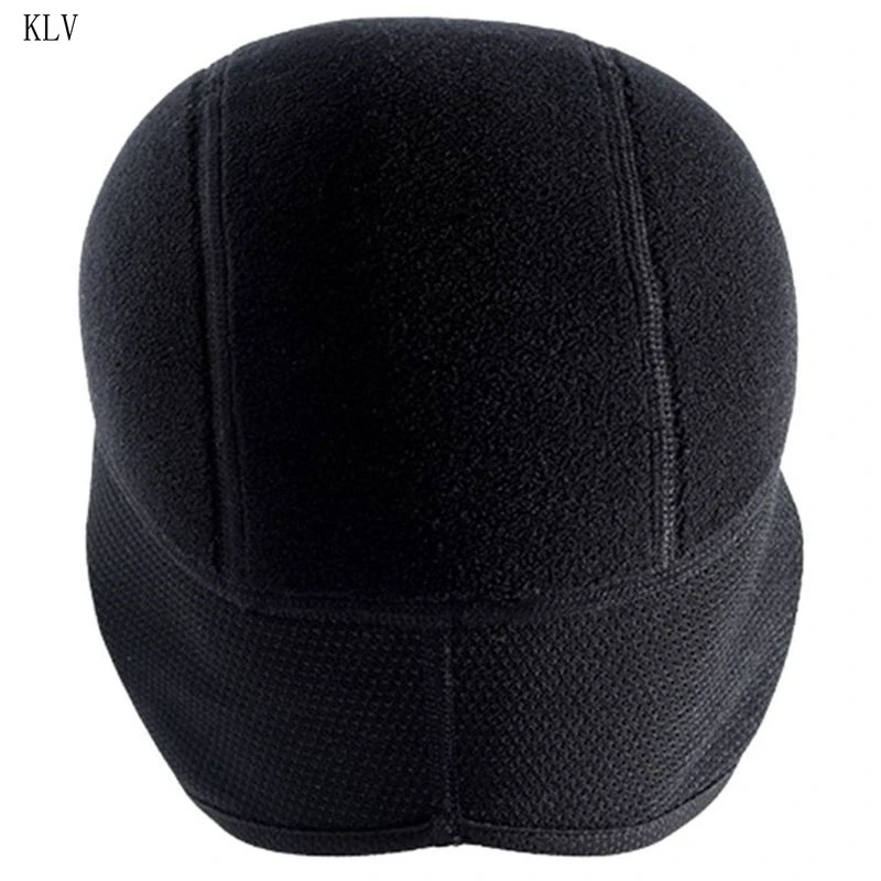 Men Womn Winter Black Skull Cap Helmet Liner Cycling Beanie Ear Covers Windproof Polar Fleece Snow Ski Hat for Outdoor Sports