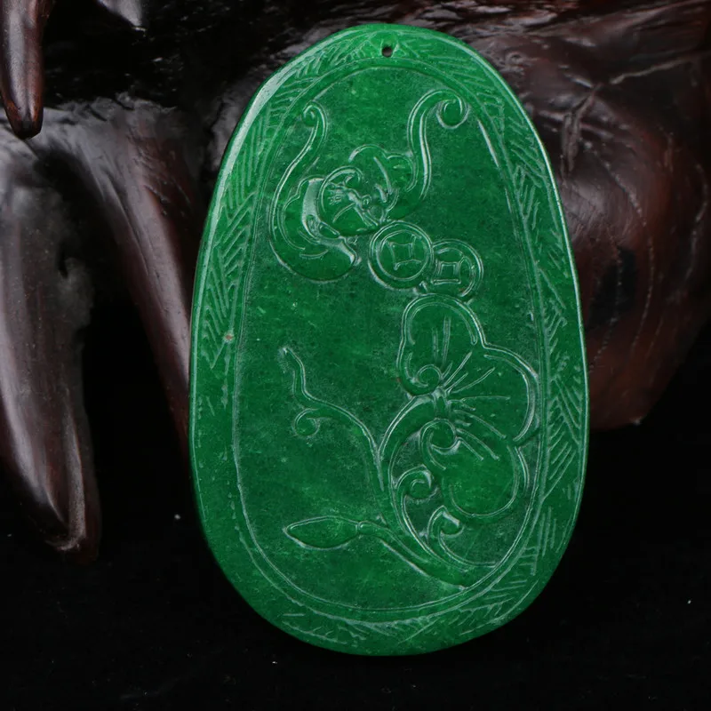 Natural A green jade pendant two side handcarved dragon jade necklace women pendants jade jewlelry add certificate