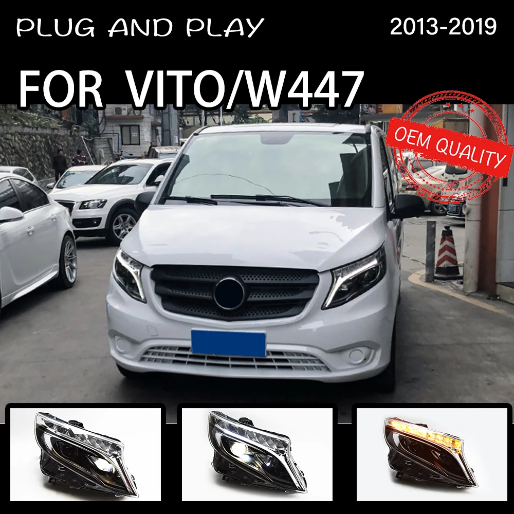 Headlight For Benz Vito 2013-2019 Car автомобильные товары LED DRL Hella 5 Xenon Lens Hid H7 Benz W447 Car Accessories