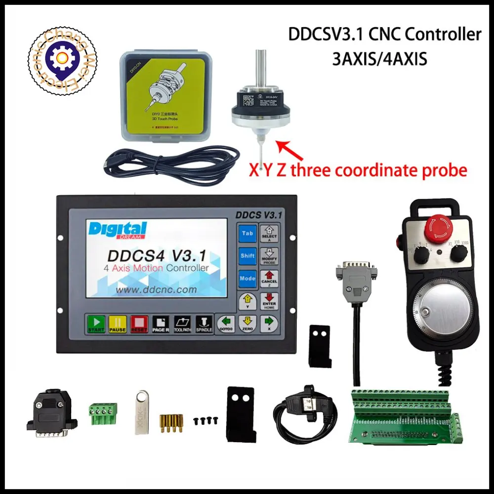 

DDCSV3.1 motion controller offline controller supports 3-axis/4-axis USB CNC controller + V5 anti-roll 3D probe edge finder