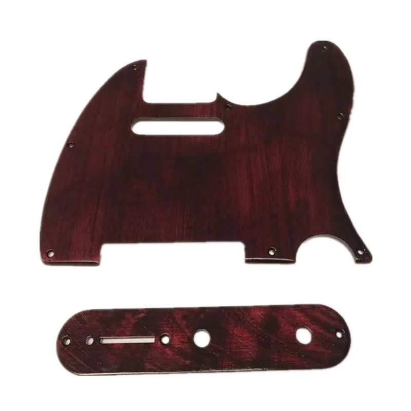 Hand-made brown color Ailanthus wood Telecaster Guitar Tele Pickguard Set #4883