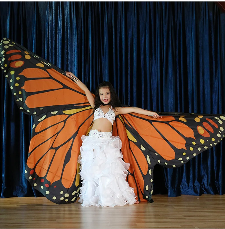 Alas de danza del vientre para niños y mujeres, palos de alas de mariposa, disfraz de danza del vientre para adultos, alas coloridas