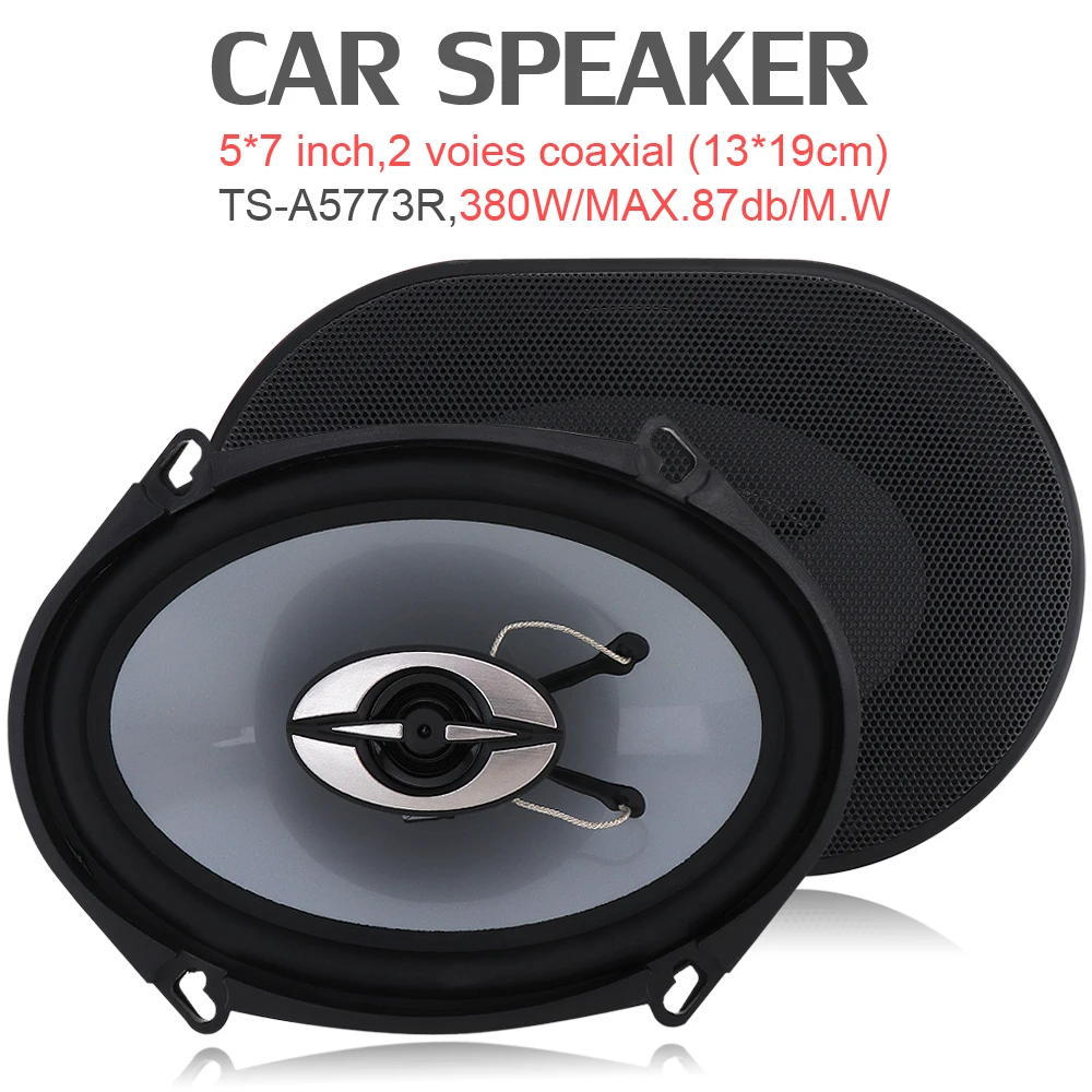 2Pcs 380W 5x7Inch Car Speakers Vehicle Door Auto Audio Music Stereo Full Range Frequency HiFi Coaxial Speakers