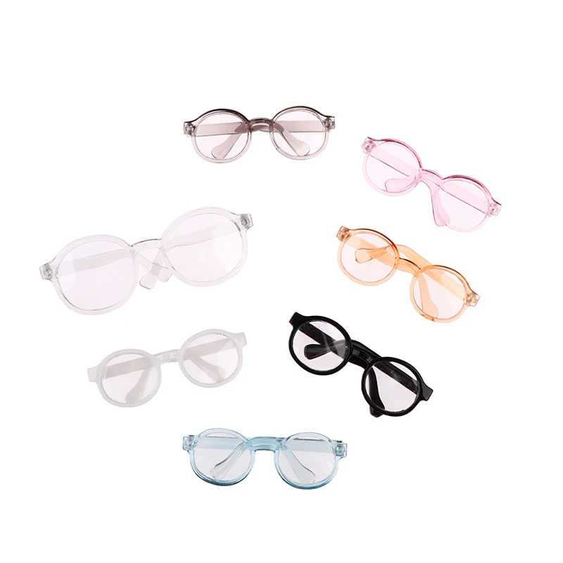 Plush Doll Glasses Accessory Round Frame Miniature Eyewear Clear Lens Eyeglasses 6.5/9.5cm For Doll Accessories