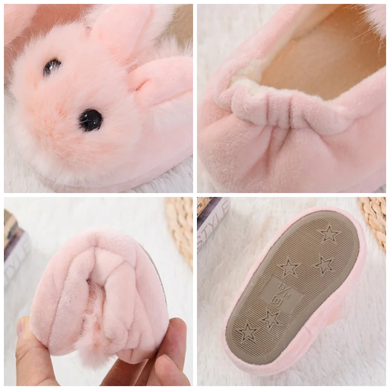 Kids Slipper For Home Winter Boys Children Warm Cotton Shoes Girls Cute Anti Skid Comfortable Baby House Indoor Plush Floor Shoe