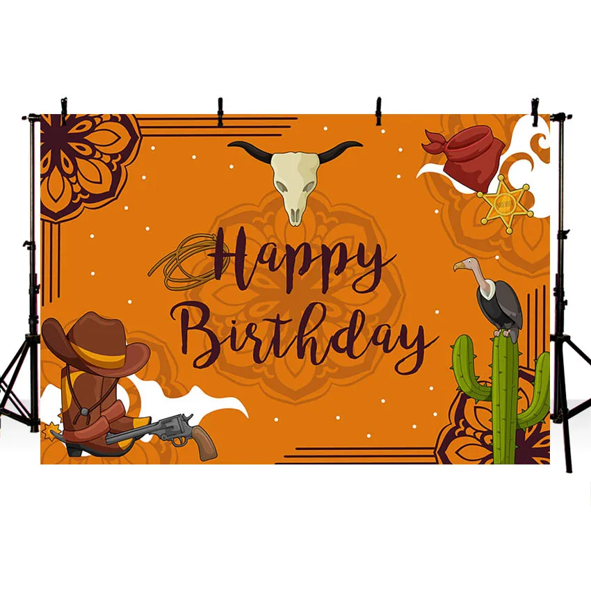 Фотофон Mehofond для мальчиков с днем рождения Западный ковбойский фон кактусовый пистолет фотозона Фотостудия