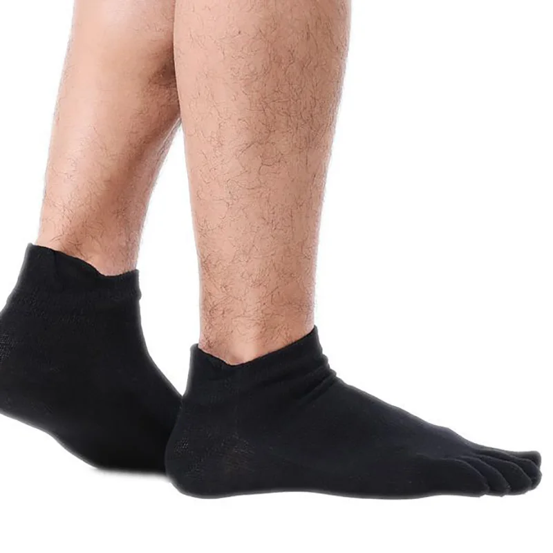 Meias sólido branco preto cinza homens algodão toe meias de fibra de bambu alta qualidade masculino verão inverno cinco/5 dedo meias de negócios sox