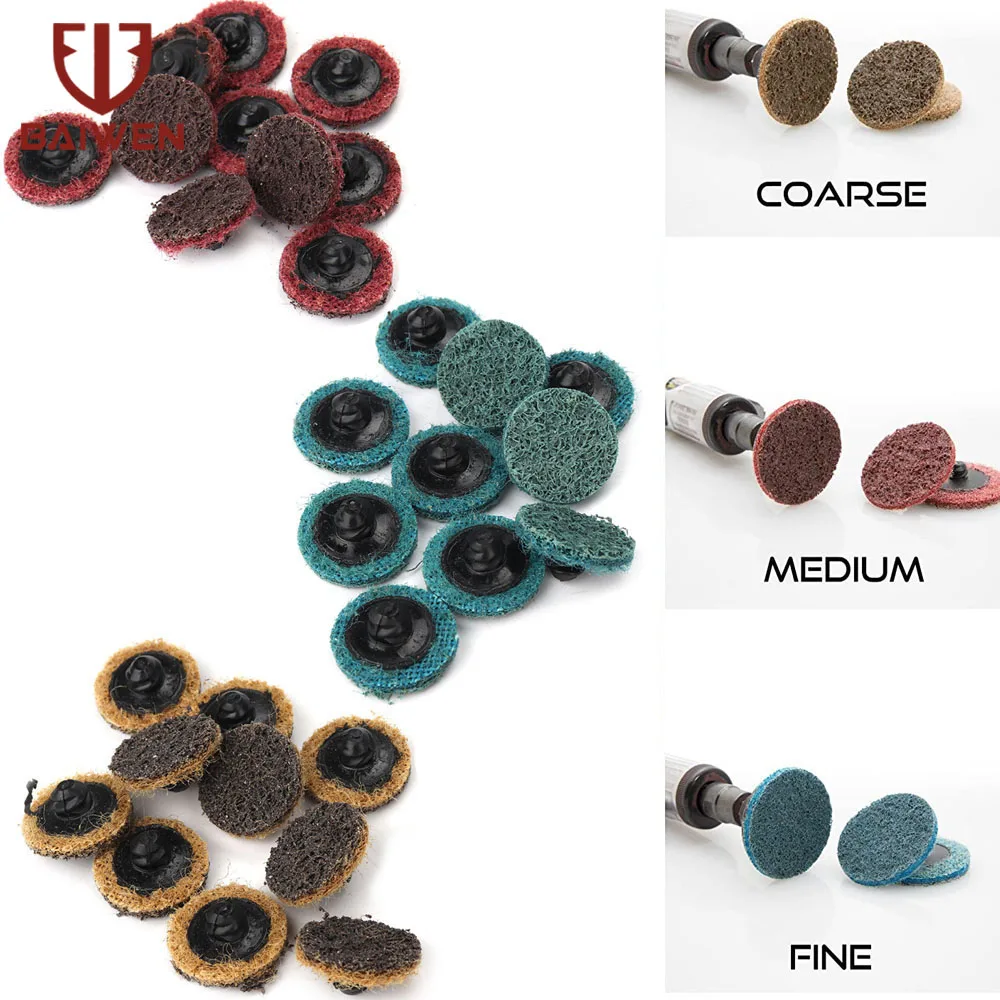 30Pcs 1/2/3 zoll R typ Schnell Ändern Discs Oberflächenbehandlungsscheiben Rolle & Lock Schleifen Disc für Oberfläche Prep entlackung