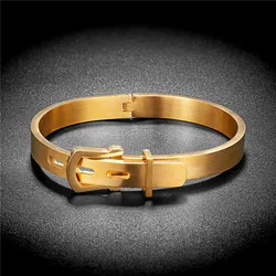 Fashionable Titanium Steel Belt Buckle Personality Trend Gold Silver Four-Color Bangles & Bracelets for Men and Women Jewelry