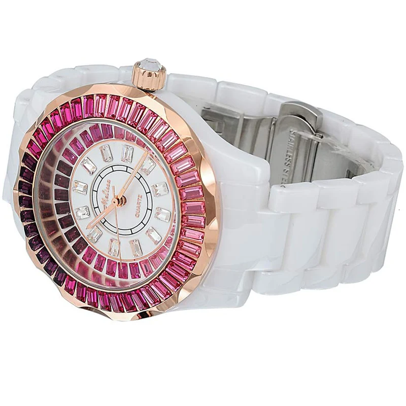 Imagem -05 - Melissa Marca de Luxo Jpan Miyota Quartzo Relógios Femininos Áustria Cristal Moda Pulseira Safira Waterproor Cerimic Relógio F6373