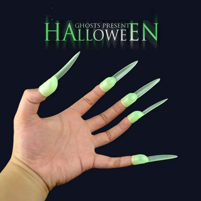 Halloween Prom Dress Up Luminous Dentures Long Nails 11-piece Set Vampire Cosplay Noctilucent Dress Up Props Glow Party Supplies