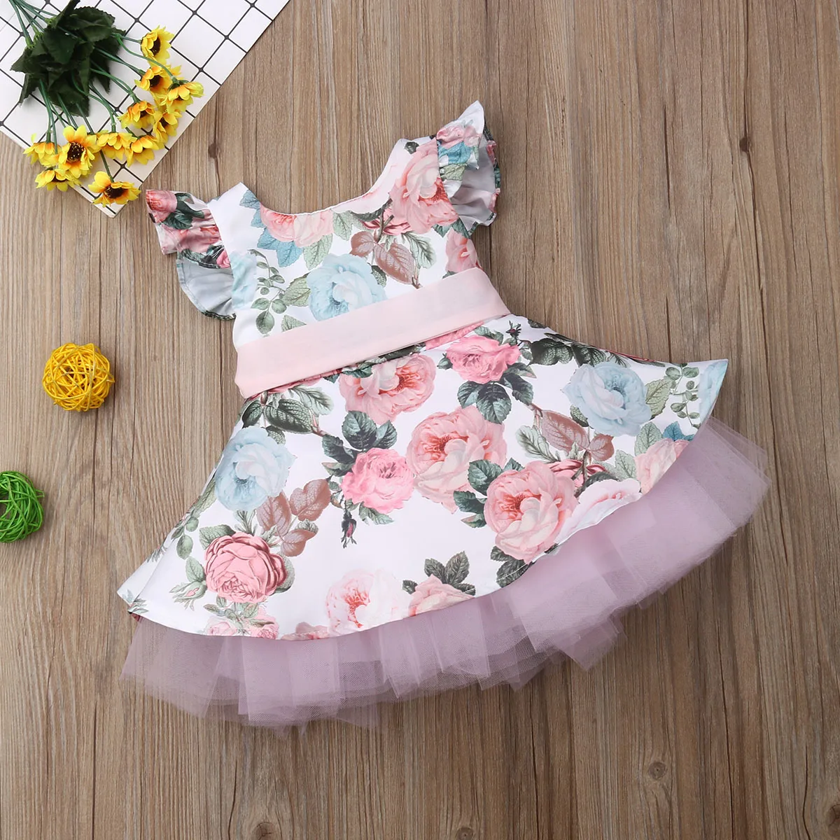 Summer Princess Dress Toddler Newborn Baby Girls Clothes Flower Lace Tutu Party Wedding Birthday Dresses Clothing 1-4 Years