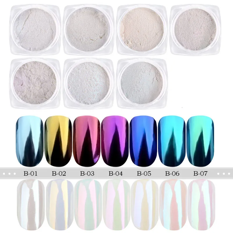 Magic Mirror Pearl Colors Shell Powder For Nails irridescent Aurora Chrome Sparkly Pigment Glitter Dust For Nail Art Decoration