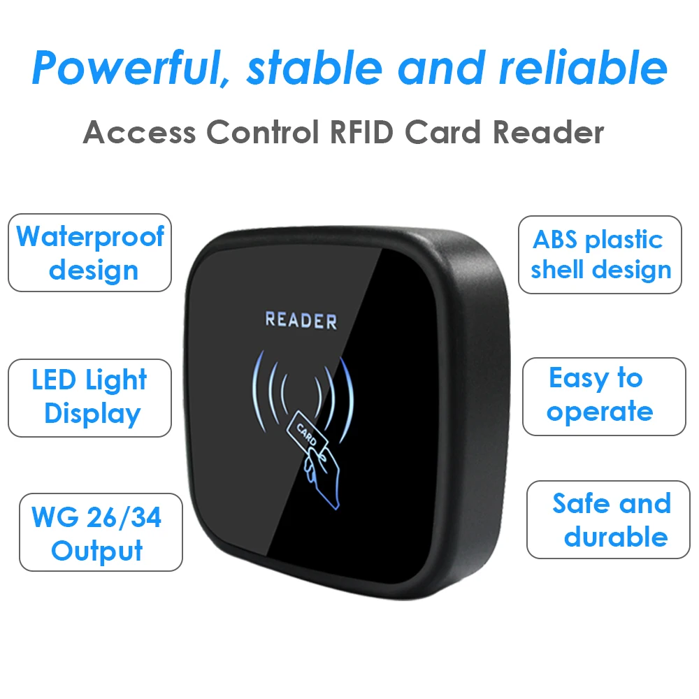 Ip65 Waterproof  RFID Card Reader Wiegand 26 output Access Control Slave Reader Security 125KHZ 13.56MHZ EM ID Card Reader