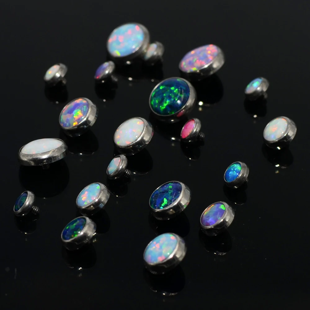 1PCS G23 Titanium Opal Dermal Anchor Top Micro Dermal Anchor Piercings Skin Diver Surface Piercing Fashion Body Jewelry 1.2mm