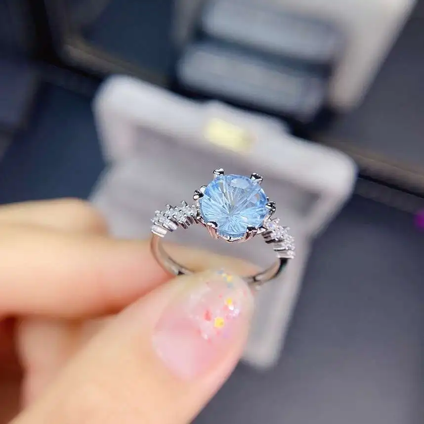 

KJJEAXCMY fine jewelry S925 sterling silver inlaid natural blue topaz new girl luxury ring support test Chinese style