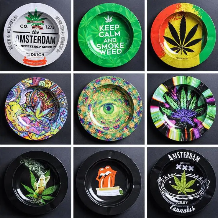 Wholesale 50pcs metal Ashtray Heat Resistant Creative Travel Size Bar Cigar Ashtray Travel Size Portable Men\'s Gadgets