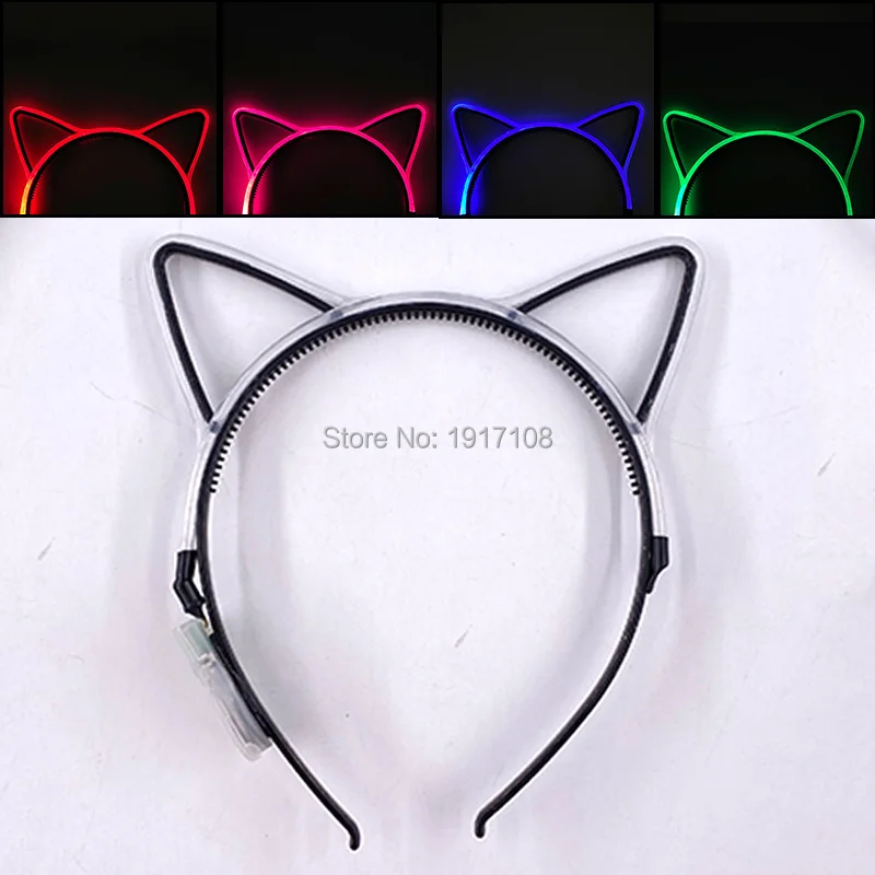 LED Cat Ear Headwear for Women Girl Birthday Decoration Concert Bright Flash Glowing Hairband Funny LED Headband Glow Party Prop