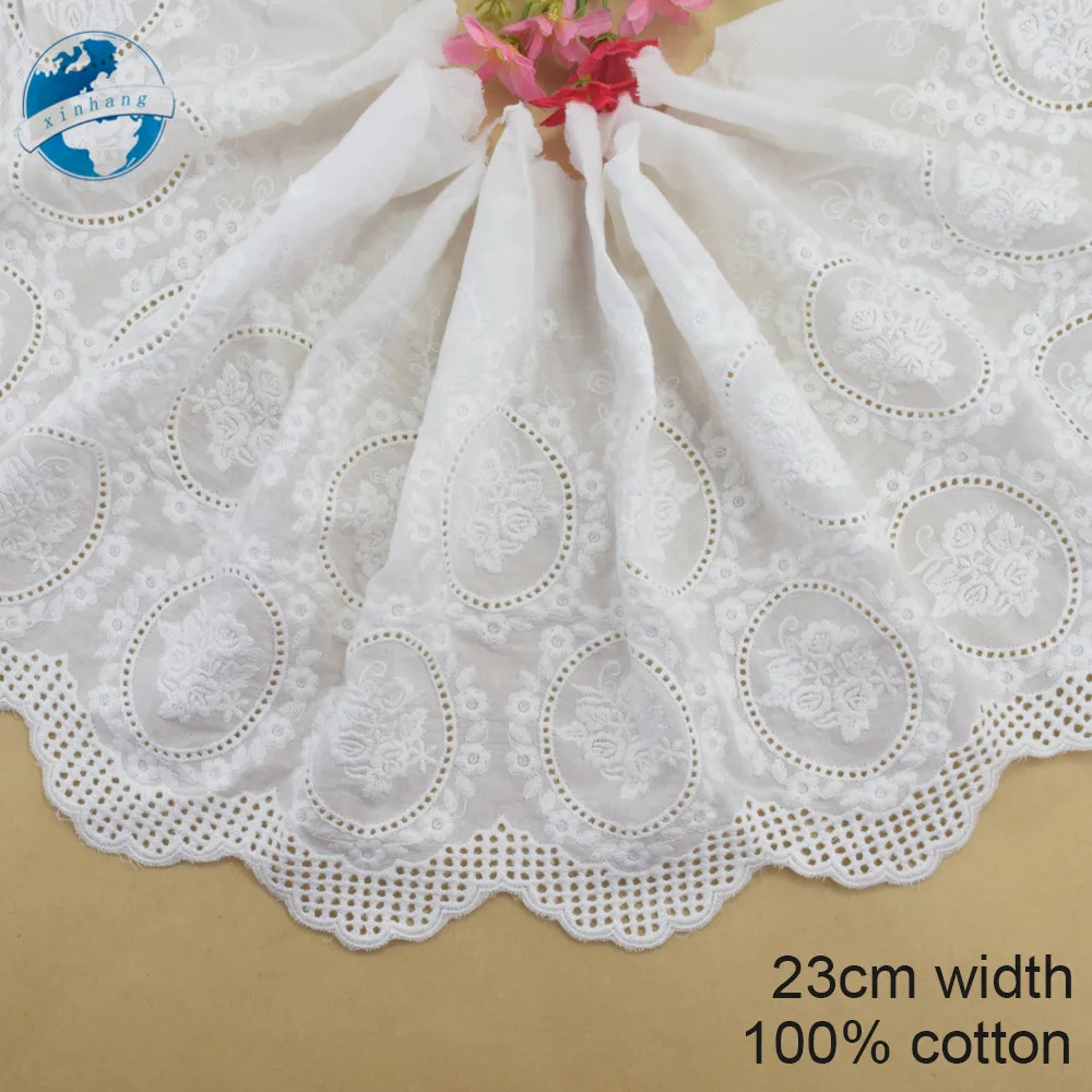 23cm Wide 100% Cotton Embroidery Lace Sewing Ribbon Guipure Trim Wedding Decoration DIY Dolls Colthes Accessories Lace #4164