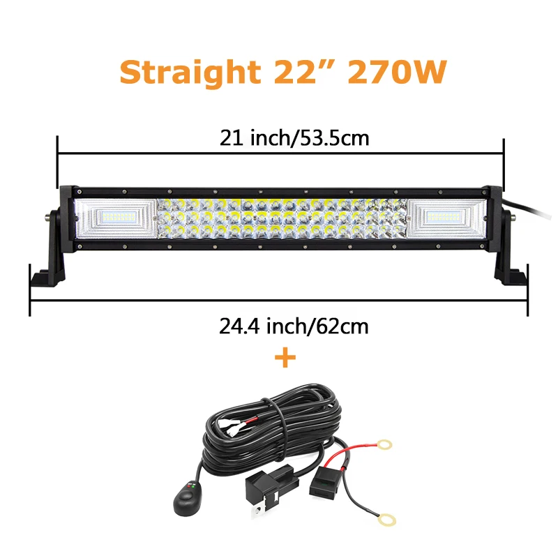 Curved/Straight 22 32 42 52inch 675W 540W Led Light Bar Driving Lights 7D 3-Rows Offroad Truck SUV ATV Tractor Car Boat image 3