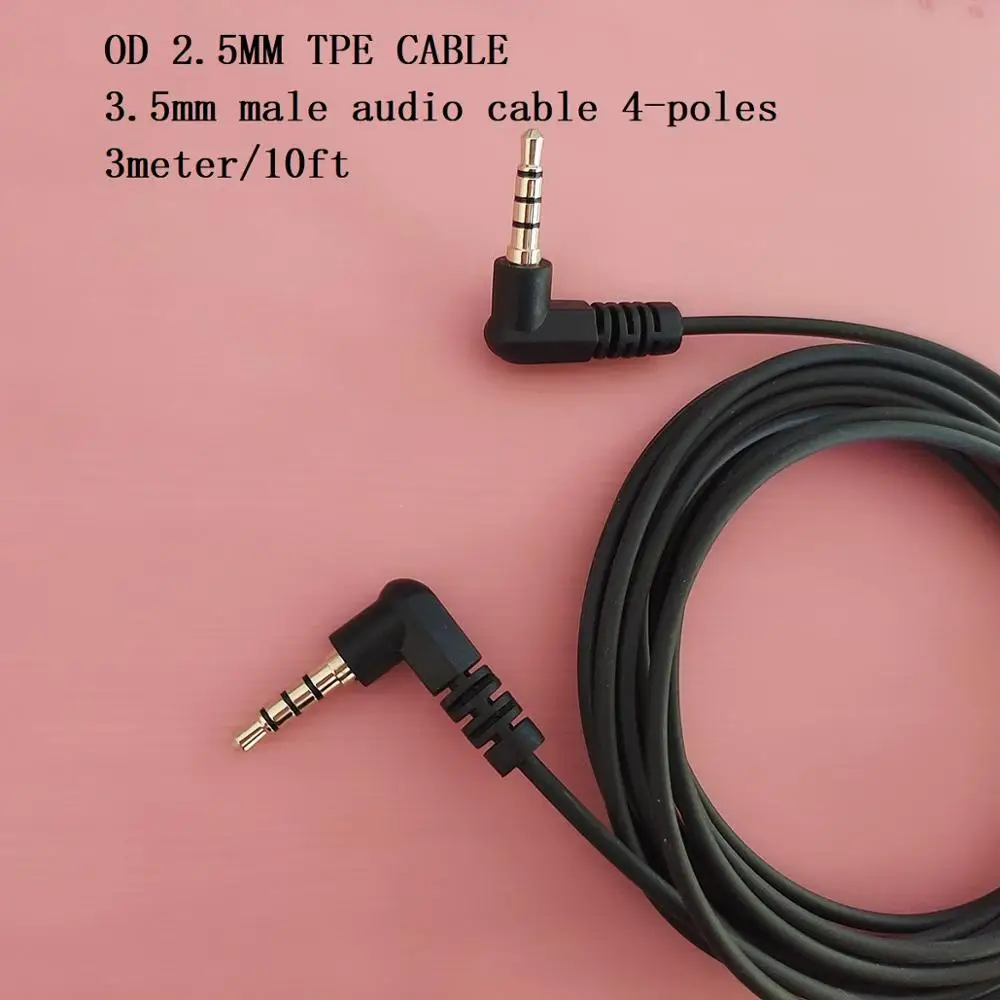 3meter/10ft 3.5MM Male To Male Car AUX Cord Studio Audio Extension Bent Cable 90 degree