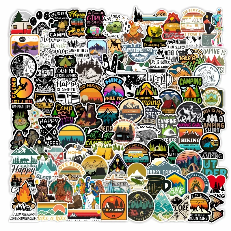 10/30/50/100Pcs Adventure Camping Outdoor Stickers For Suitcase Skateboard Laptop Luggage Fridge Phone Car Styling Sticker