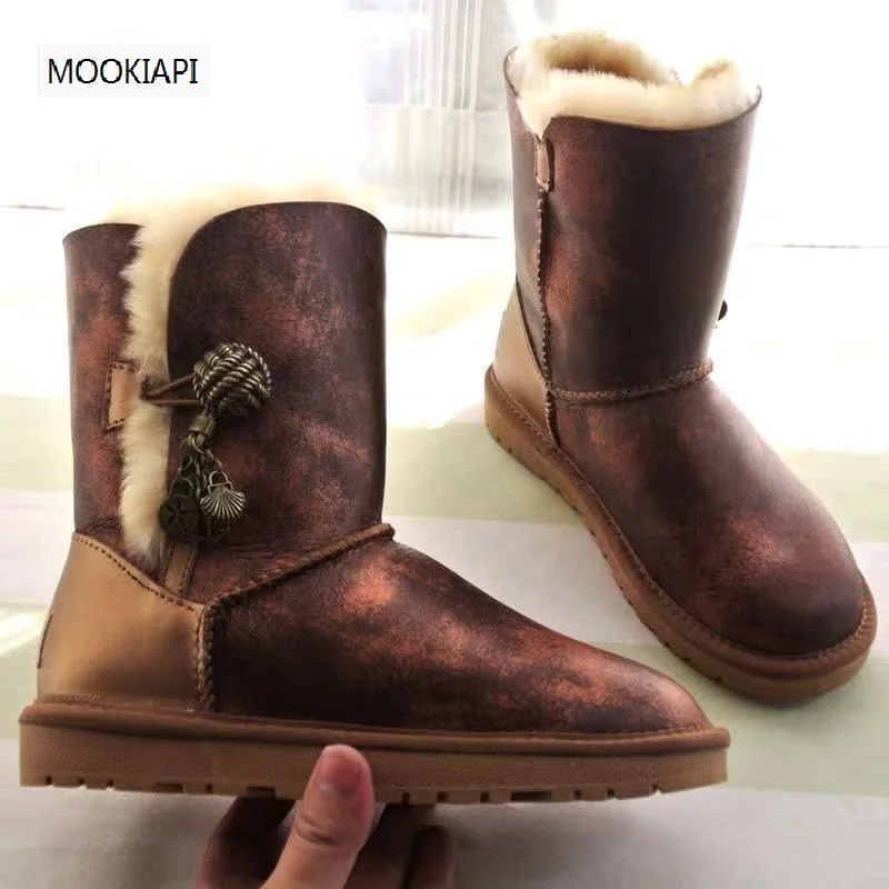 The latest high-quality women's snow boots of Australian brand in 2020, real sheepskin, natural wool, warm women's shoes