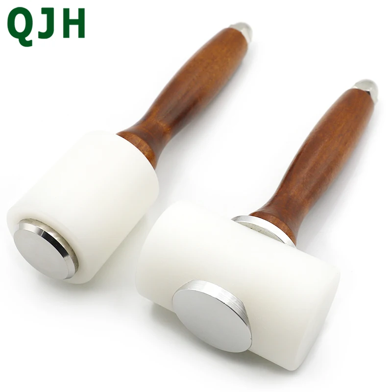 QJH Professional Leather Carve Hammer Nylon Hammers Mallet Wood Handle For Leathercraft Punch Printing Percussion DIY tool