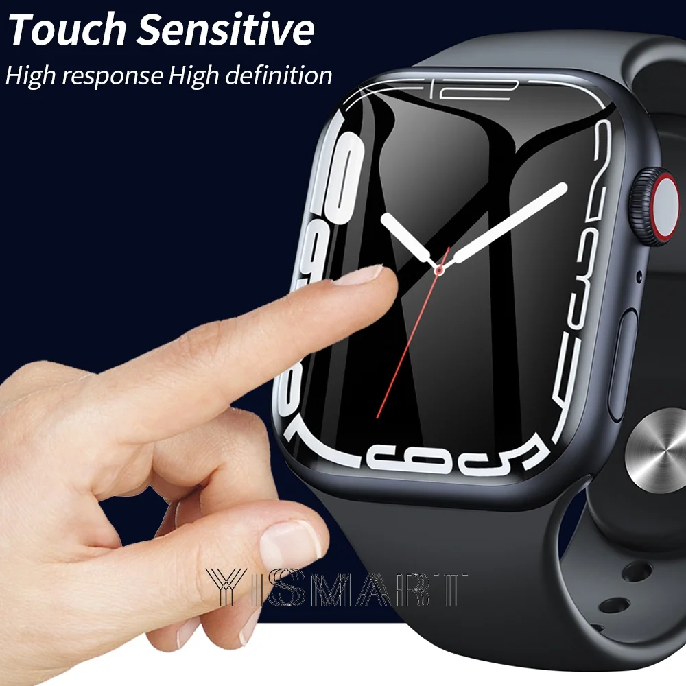 Pelindung Layar Penuh Bening untuk Apple Watch 7 45MM 41MM Film Pelindung TPU Lembut untuk IWatch Seri 7 Bukan Kaca