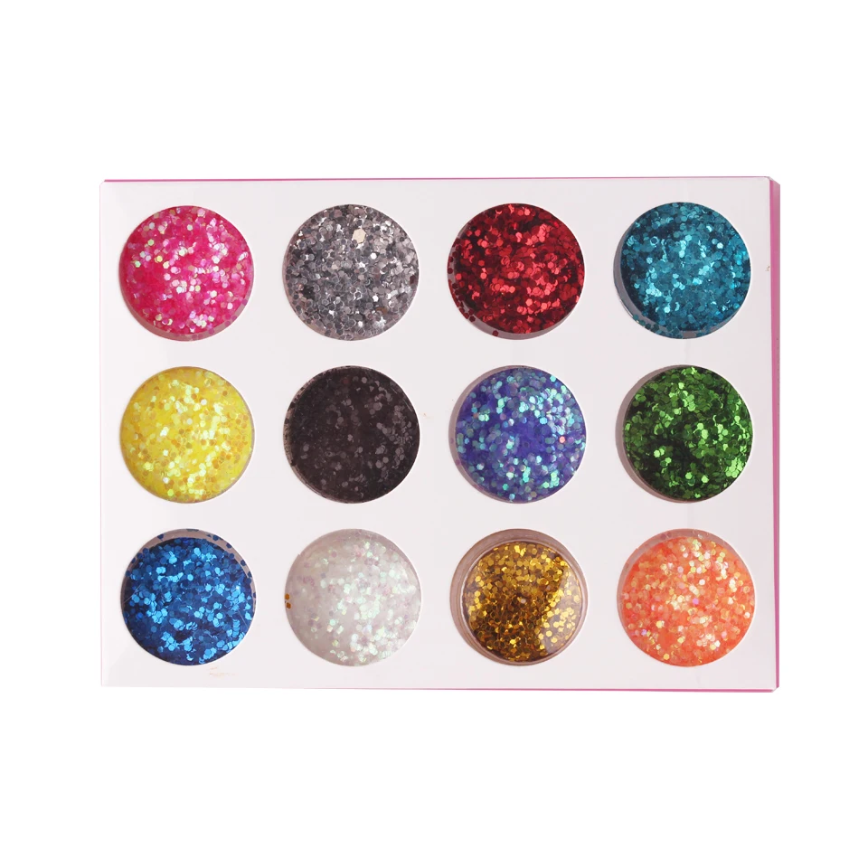 NEWCOME 12 BOX Mixed Color Shining Laser Silver Chrome Glitter Powder Laser Art 3D Nail Art Decoration In Wheel Accessories