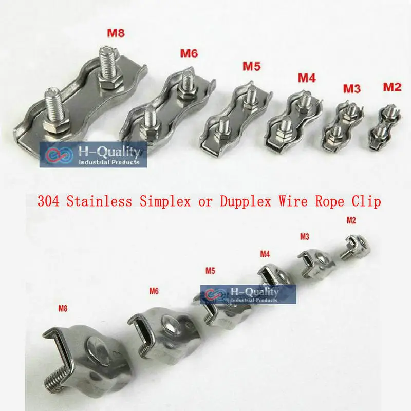 

Stainless Steel Duplex Wire Rope Clip, Connect Fixing Wire Cable Clamps, Caliper M2-M8, HQ SD01, 304