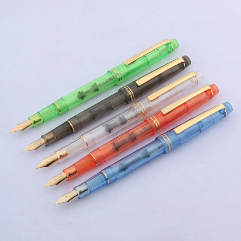 Plastic 358 Fountain Pen Classic Rotation Design Fashion Golden Spin Color Ink Stationary School Writing